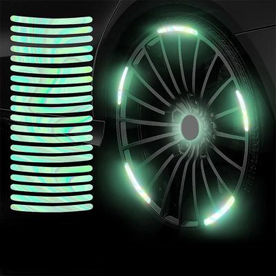 2023 20PCS Reflexní nálepka na náboj kola automobilu Antikolizní světelný reflexní proužek pro pásku ráfku kola automobilu Dekorace exteriéru