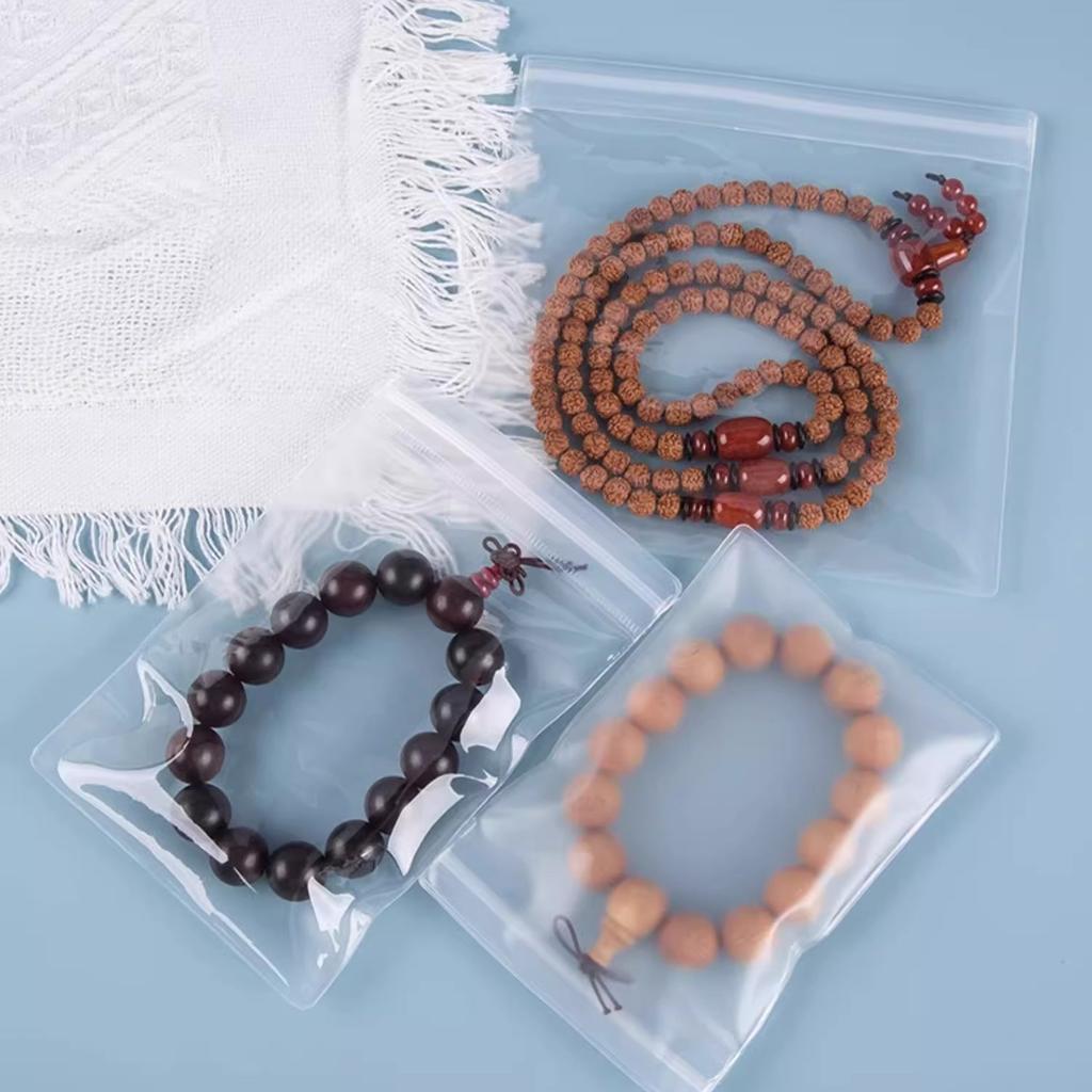 10/100pcs Clear EVA Zipper Bags Resealable Jewelry Pouches Anti Tarnish Storage for Bracelets Necklaces Beads