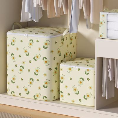 Neue Blumenmuster-Aufbewahrungstasche mit großer Kapazität, Quilt- und Kleider-Organizer mit Reißverschluss und Griffen für den Schrank, faltbare Kleidungs-Aufbewahrungstasche