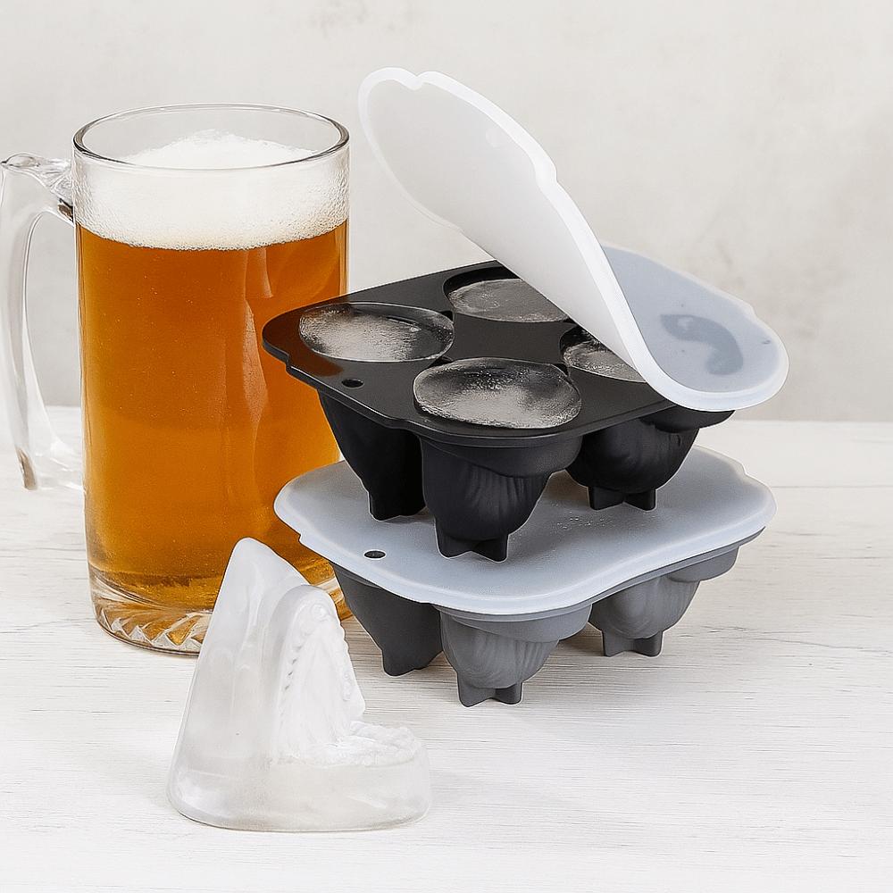 2pcs Food Grade Silicone Ice Cube Tray 3D Ice Cube Maker Durable Sharks Ice Cube Mold  Pub