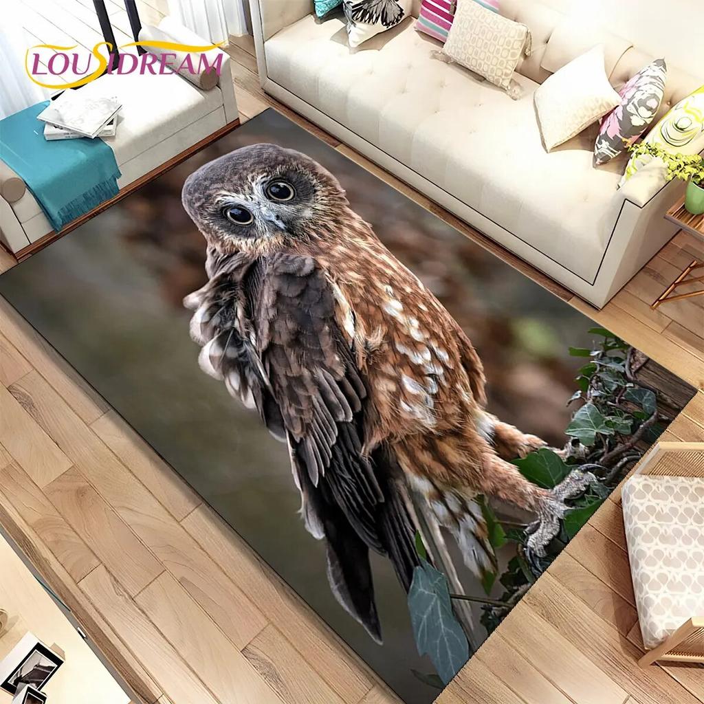 Cute Owl 3D Cartoon Area Rug,Carpet Rug for Home Living Room Children Bedroom Sofa Doormat Decor,kids Play Non-slip Floor Mat