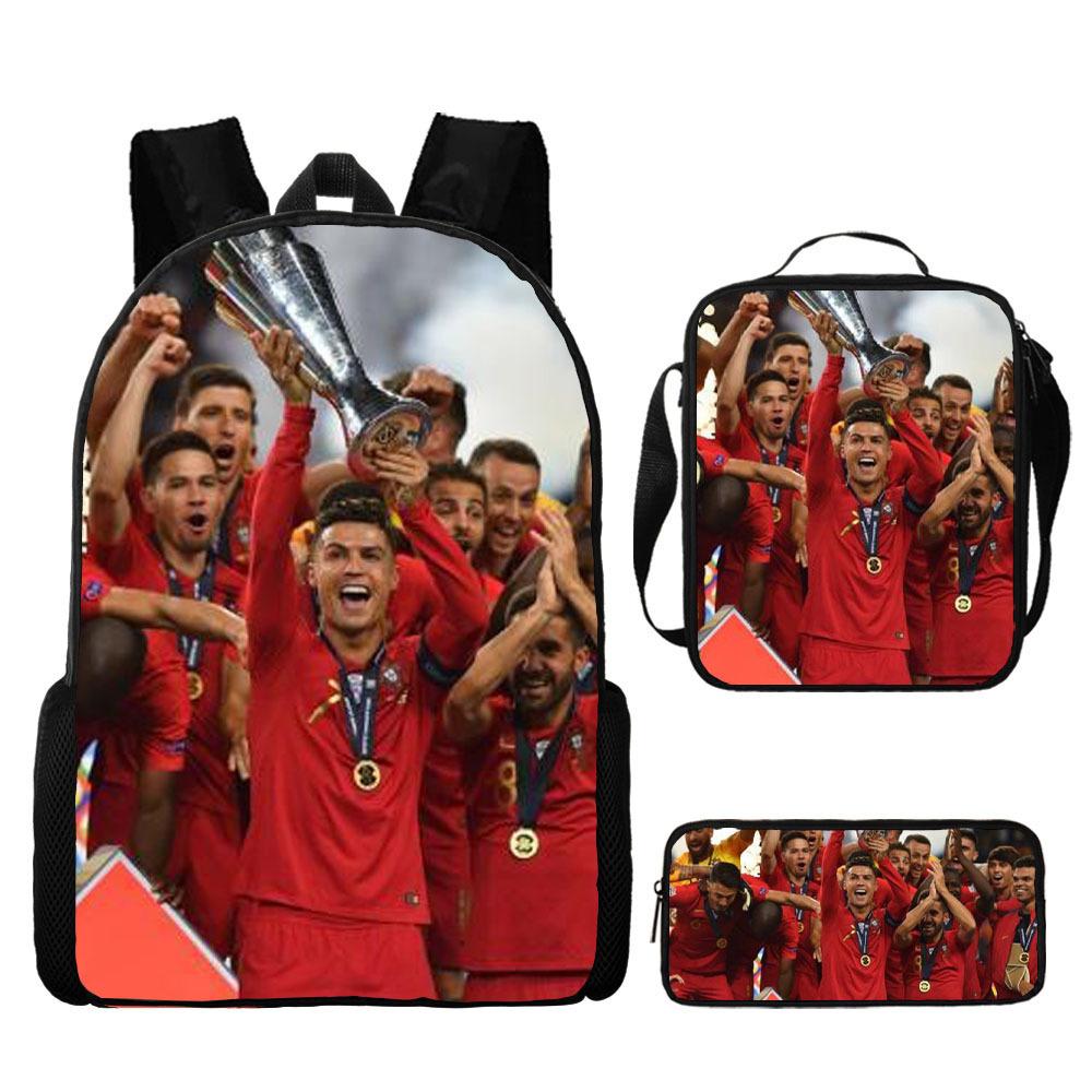 Zaino Stampa Stella del Calcio Tre Pezzi Zaino Scolastico per Bambini, Zaino per Studenti delle Scuole Primarie e Secondarie, Astuccio