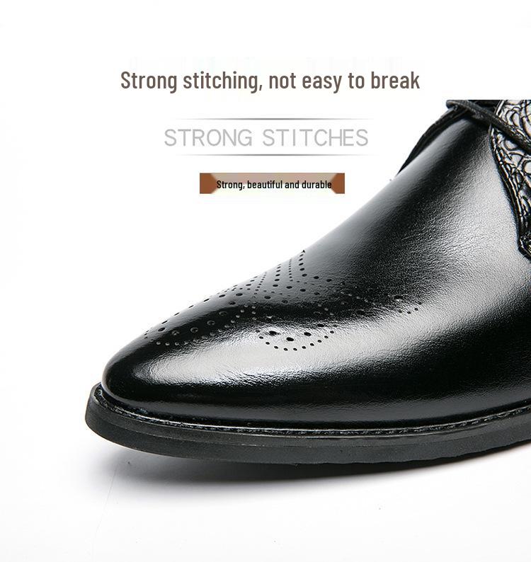 Men's British Style Pointed Toe Leather Brogue Loafers - Formal & Casual Wear