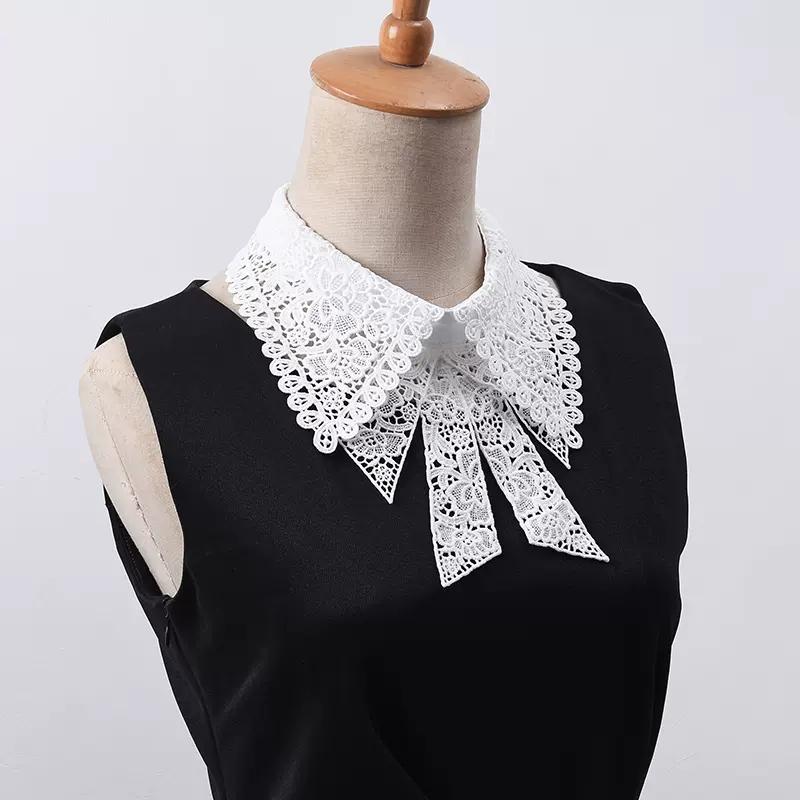 Fashion Lace White Fake Collar Women Detachable Collars for Women Black Lapel False Collars Woman Tie Clothes Accessories