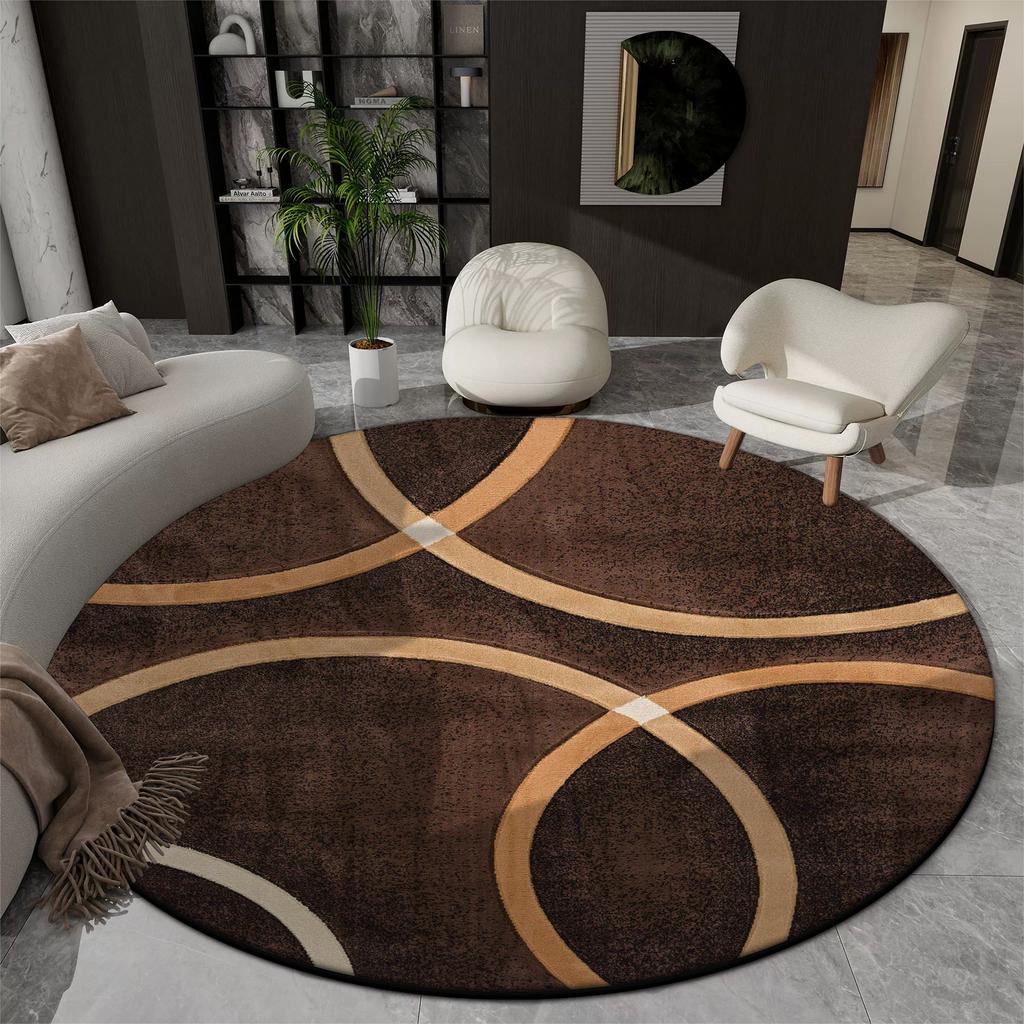 Geometrické kulaté koberce pro obývací pokoj Luxusní dekorace Domov Velký rozměr Plyšové koberce Ložnice Pracovna Protiskluzová podložka pod židli Podlaha Měkký