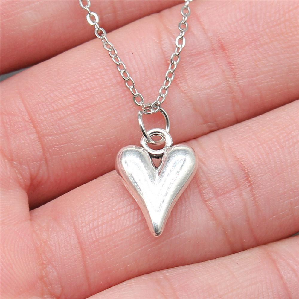 Peach Heart Angel Wings Sweet Pendant Antique Silver Metal Boys Collar Necklace High Quality Gift