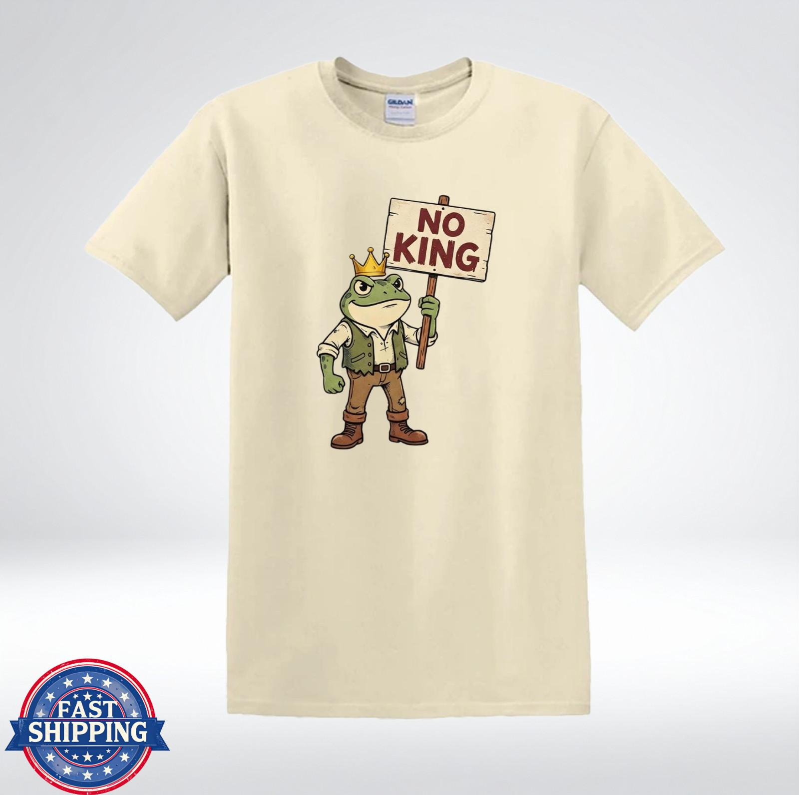 No King Frog Shirt Funny Protest Cartoon Frog Graphic Tee T-Shirt XXXL