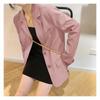 2025 Spring Autumn Women's Brown Blazer, Korean Style Loose Fit Casual Jacket with Notched Lapel, Internet Famous Office Wear for Daily Outfits