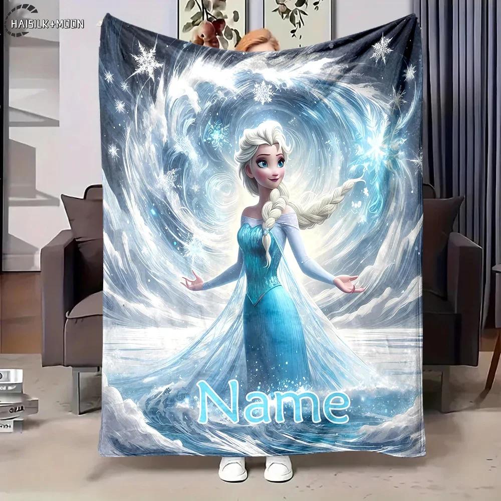 Customized Name Blanket Snow Queen Frozen Princess Elsa Princess Sofa Living Room Office RV Four Seasons Available Quick Arrival