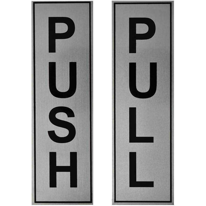 Buzz Cool Silver Metal Push Pull Stickers For Glass Door, Wooden Door | Self Adhesive Stainless Steel Metal Sticker for