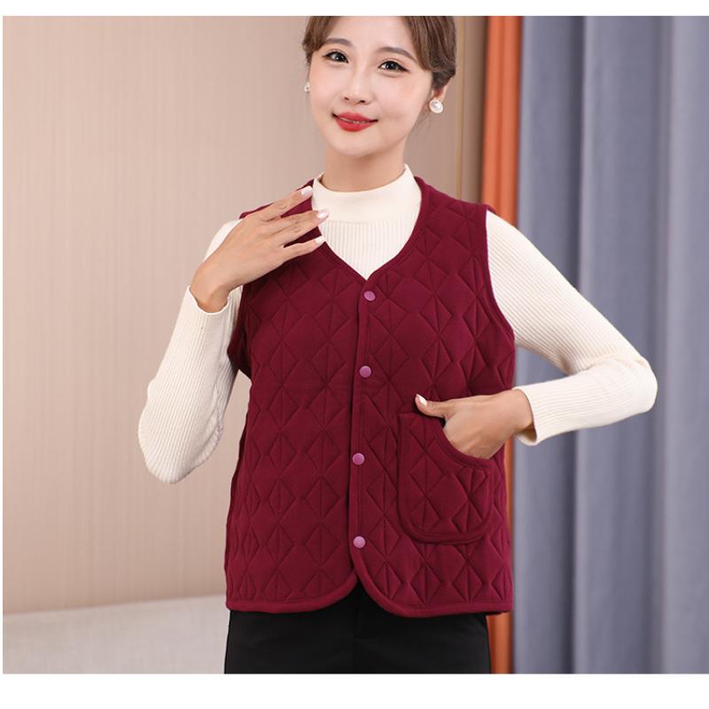 HI-FASHION Weste in Übergröße für Damen, Winterjacke, modisch, V-Ausschnitt, ärmellos, einfarbig, Rauten-Wärmeweste