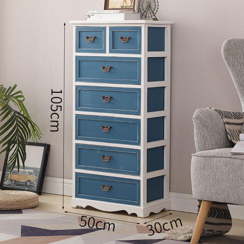Retro Massivholz Kommode mit fünf Schubladen für Schlafzimmer oder Wohnzimmer