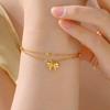 Cazador Cute Bowknot Charm Hand Bracelets for Women Stainless Steel Jewelry Double Beads Chains Bracelet Gift Trendy Wholesale