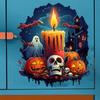 Pumpkin Wall Break Halloween Horror Candle Sticker - Removable, Self-Adhesive