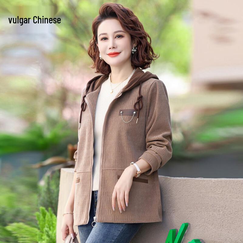 Ronghua Women s Spring Corduroy Hooded Jacket 4XL