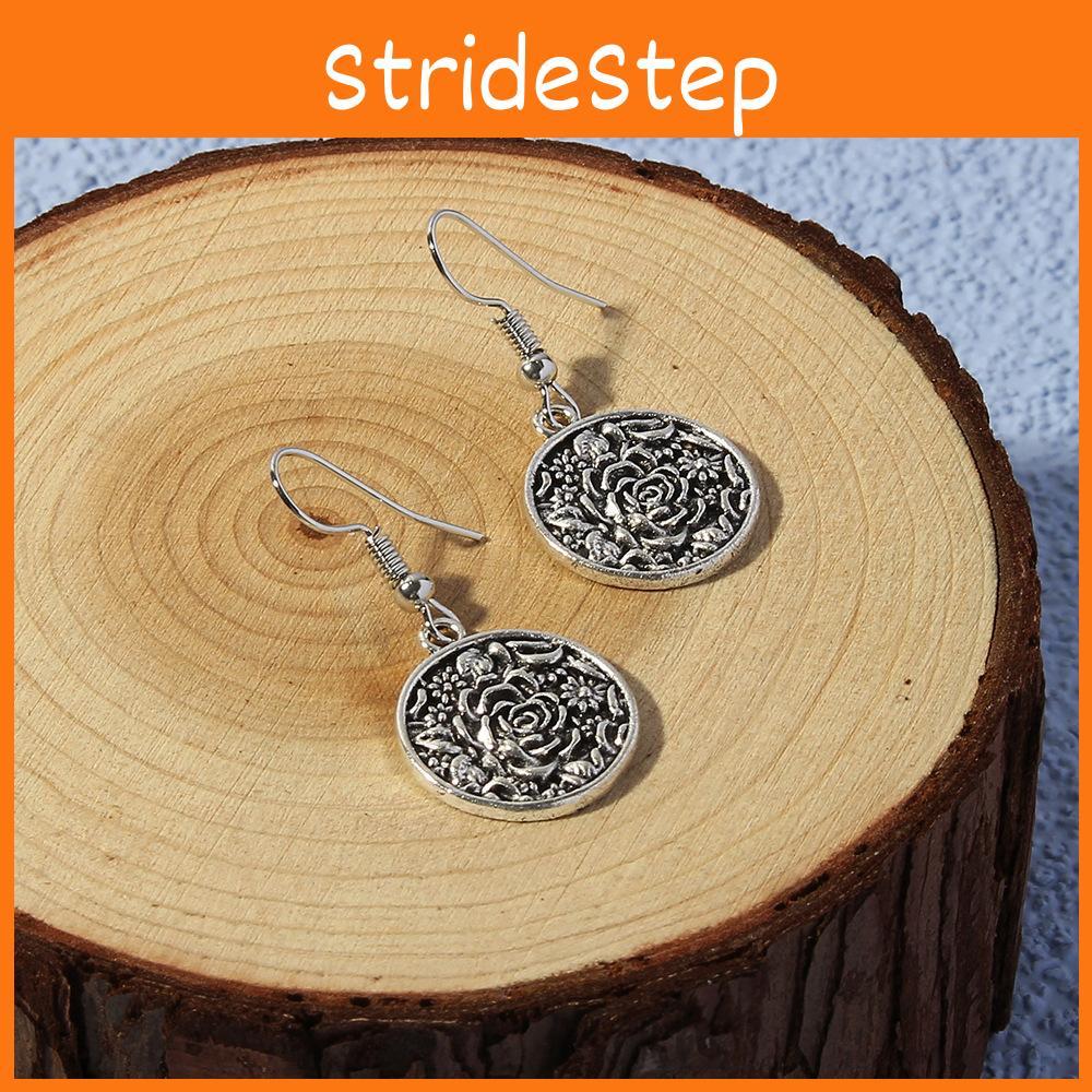 Stylish Drop Metal Earrings With Vintage Flower Pattern For Festive Occasions