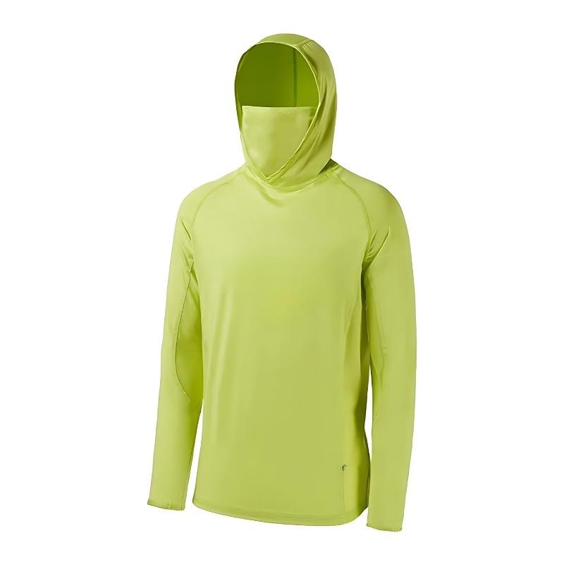 Men's long-sleeved T-shirt with sun protection hooded jacket protective mask one-piece outdoor long-sleeved cap shirt
