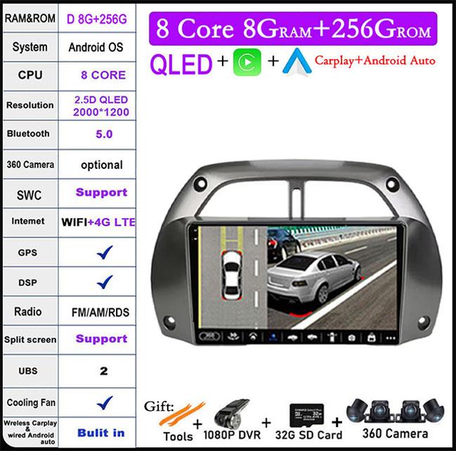 For Toyota RAV4 Rav 4 2001-2006 Android 14 IPS/QLED Car Radio Multimedia Video Player Auto Audio Stereo GPS Carplay
