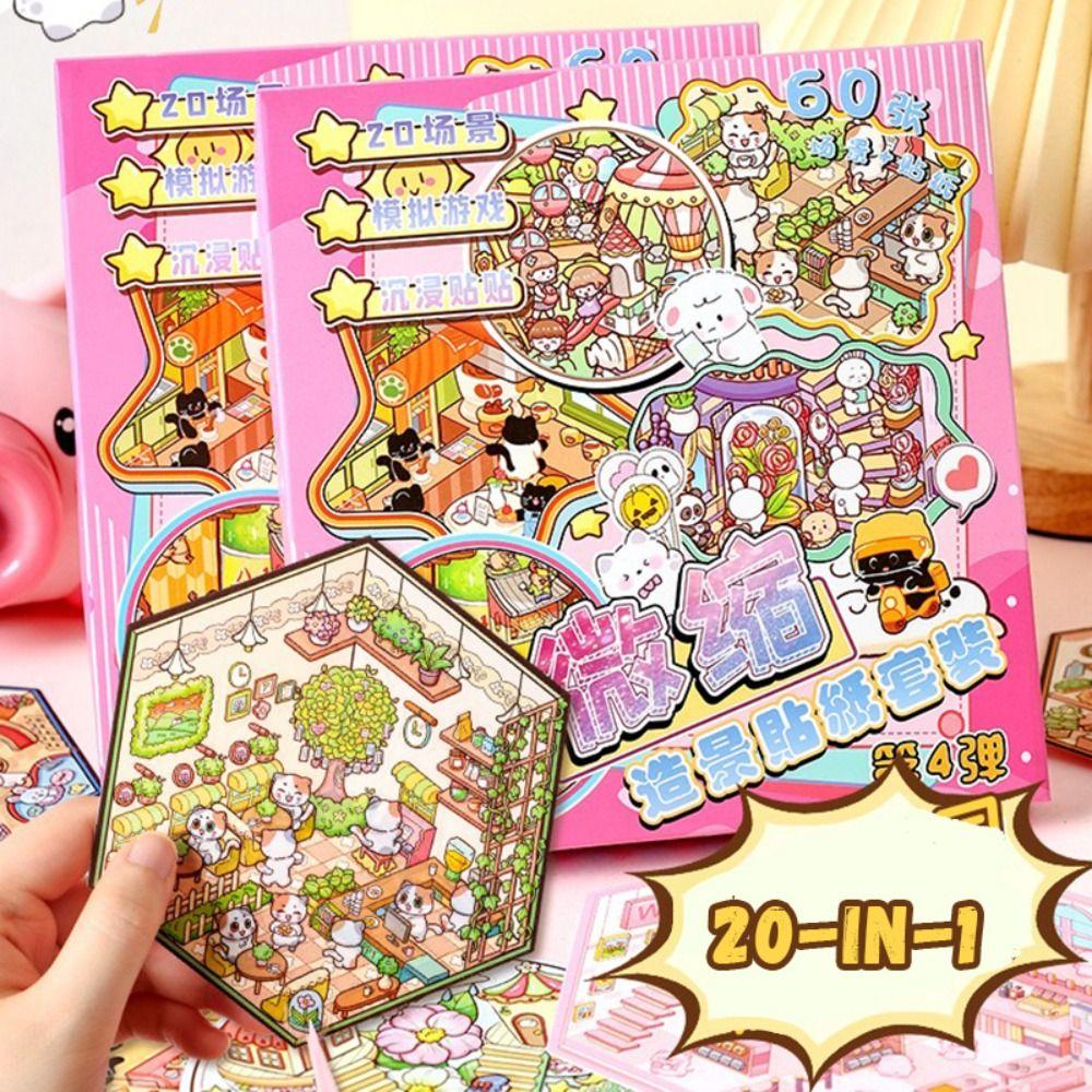 PET 3D Landscape Sticker Decompression Miniature Scene Collage DIY Cabin Scene Sticker  Boys/Girls