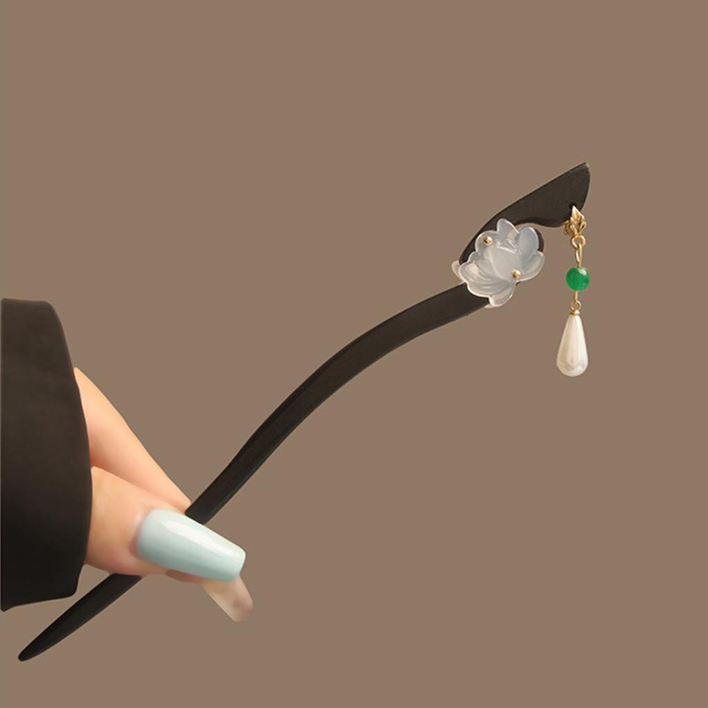 Chinese Style Wood Hairpin Vintage Lotus Hair Stick Handmade Rosewood Hair Accessories for Women Vintage Hair Clips 1pcs