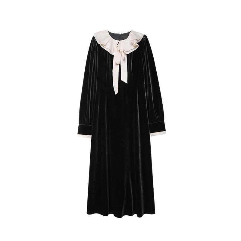 

Зимнее бархатное платье во французском стиле 2024 года с бантом из ленты, уменьшающее возраст Small