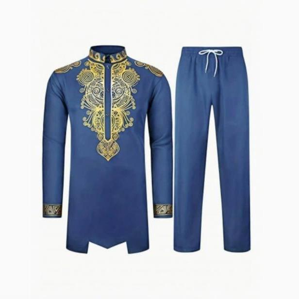 

Мусульманский халат с узором и принтом, брюки с длинными рукавами, арабские мужчины XXL