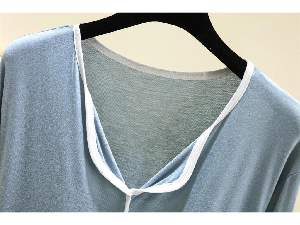 Modal Long-Sleeve Chest Pad Pajama Set for Women - Autumn/Winter Casual Two-Piece with Edging