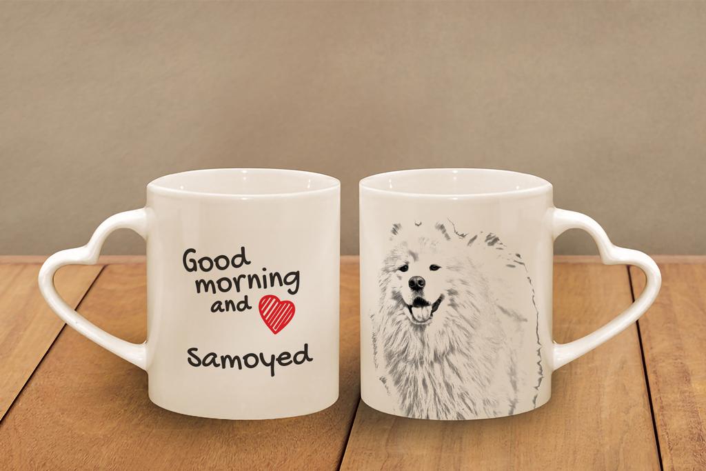 Samoyed, Bjelkier, Samoiedskaya Sobaka - Cup with a Dog, Adorable Cup with a Heart-shaped Handle, Universal Gift from the Art-Dog Brand