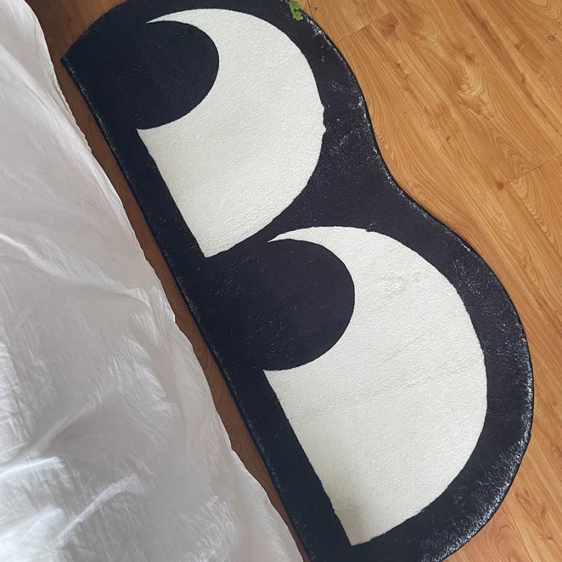 

1pcs Art Design Area Carpet Cute Eye Pattern Carpet Bedside Decorative Pad Black and White Shaped Carpet Washable Blanket Pad 100x40cm белый