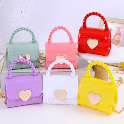 Fashion Mini PVC Jelly Bag with Chain Fresh and Sweet Solid Color Women Crossbody Bag Love Lock Small Lipstick Bag