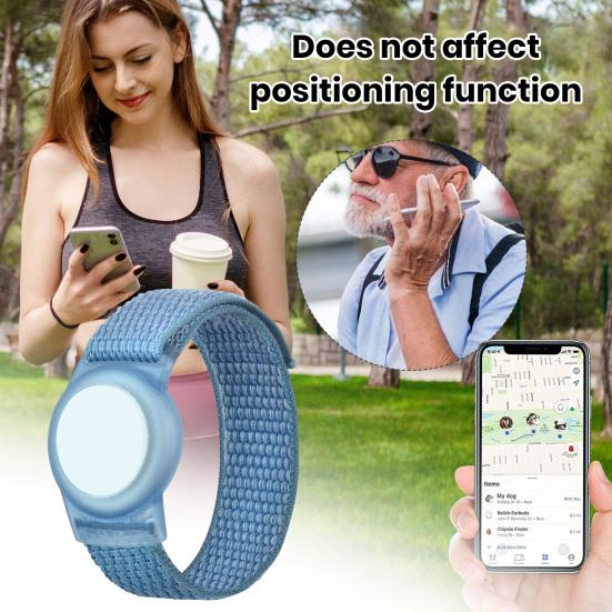 Kids Wristband Breathable Wear Resistant Adjustable Nylon Watch Band GPS Tracker Holder Protective Case for AirTag