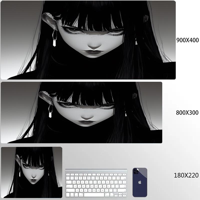 Gaming Mouse Pad HD Print Dark Girl Large Mousepad XXL Rubber Desk Mat for Gamer Desktop Decoration Lock Edge Cool  Mause Mats