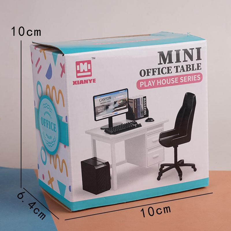 1 Set 1/12 Puppenhaus Miniatur Computer Tastatur Schreibtisch Stuhl Set Heim Arbeitszimmer Möbel Dekor Mikro Szene Requisiten