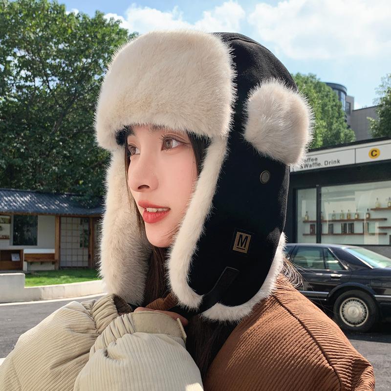 Autumn and winter Lei Feng hats, men's and women's outdoor cycling, cold-proof Northeast warm cotton hats, fleece thickened versatile flying hats