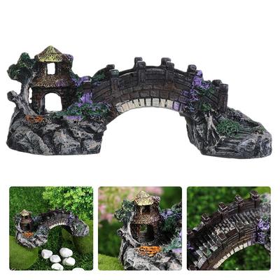 Tree Plant Artificial Bridge Rockery Fish Tank Ornament Resin Aquarium Ornaments Fake Landscaping