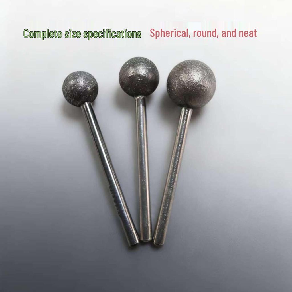 Diamond 3mm Shank Spherical Grinding Head for Jade Carving & Metal Mold Processing