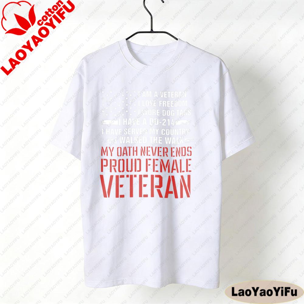 Proud FeUnisex Veteran Shirt Veteran Day Tshirt 4th of July Gift Veteran Women Tee Oversized Tees Oneck Pattern Clothes Tops