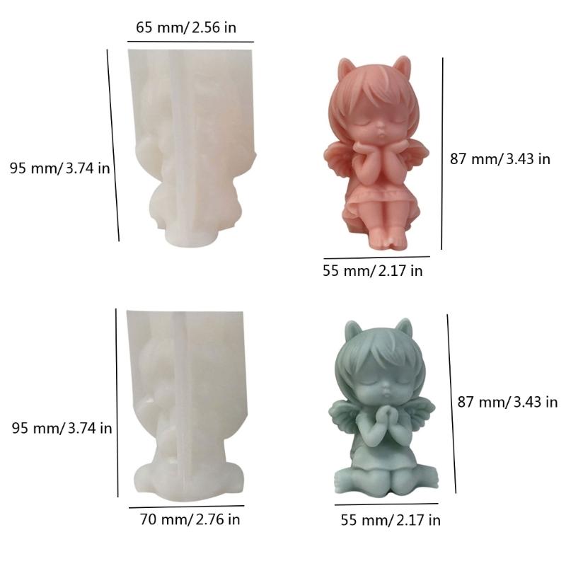 4 Pcs Heart Shape Girl Candle Molds Wishing Girl Silicone Moulds Scented Candle Casting Molds for Fondant Decorations