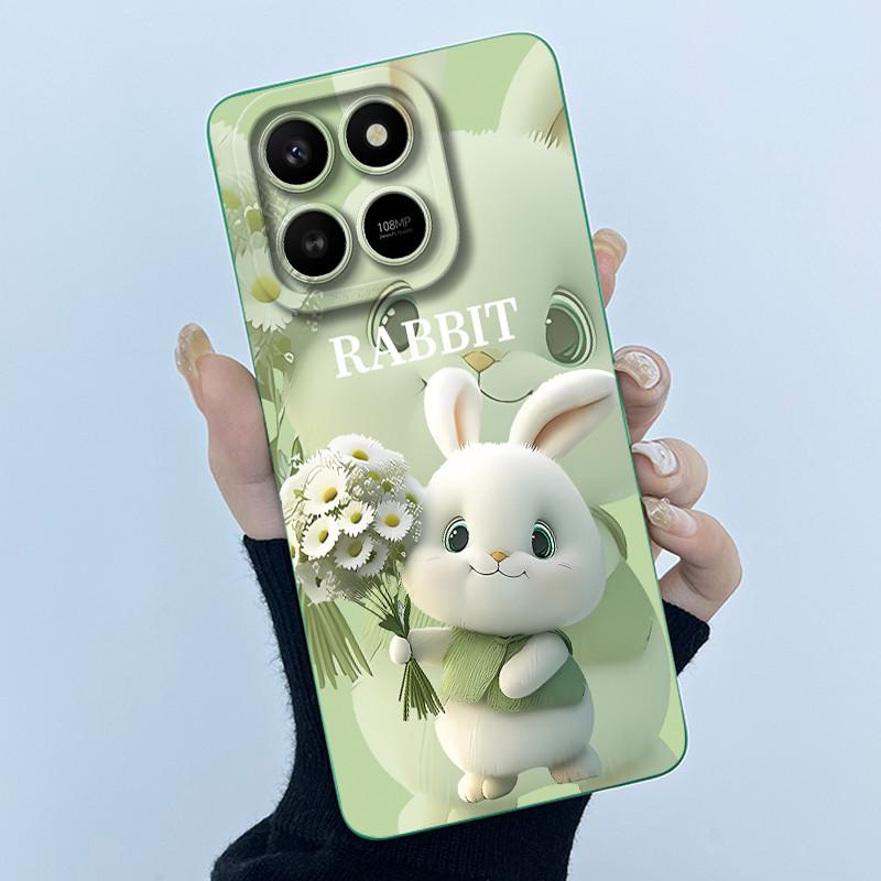 Case For Honor X7d Cute Panda Sweet Girls Cats Liquid Silicone Soft Back Cover For Honor 400 Smart 5G Bumper Protective Casing