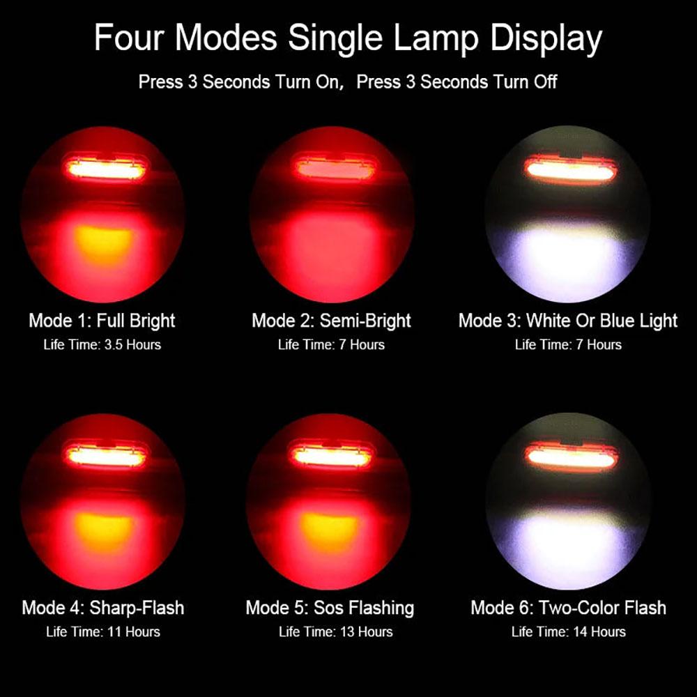 USB Rechargeable LED Cycling Bike Warning Light Mountain Bicycle Taillight MTB Red Light Bike Rear Light