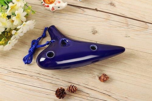 TNG Ocarina, Single [12-Hole / Alto / Blue], Premium C Key, AC (Includes Fingering Chart), Glazed Finish, Blue, for Wind Instruments