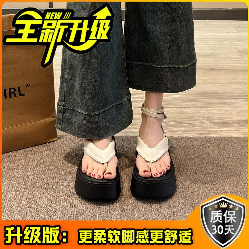 Temperament Fashionable Black Roman Sandals Women's 2025 New Summer French Platform Outer Wear Heightening Fairy Shoes