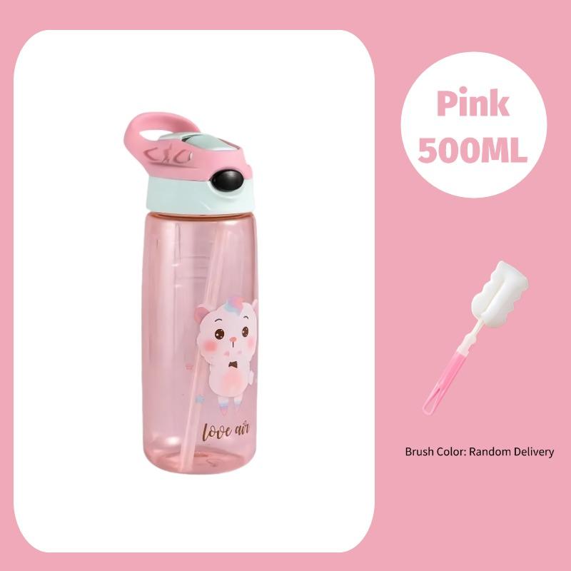 500ML Kids Water Sippy Cup Cartoon Leakproof Water Bottle for Beach Camping  BPA Free Children Drinking Healthy School Straw Cup