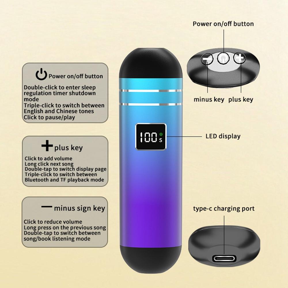 QY09 Bone Conduction Speaker with 32GB TF Card Mini Wireless Audio Device BT Sleep Aid for Bedroom/Dorm/Office