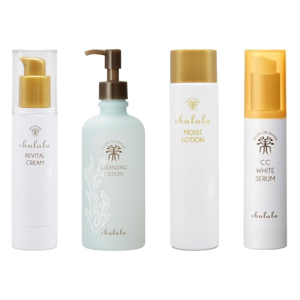 Chulala Cleansing Lotion & Moist Lotion, Moonflower Water & CC White Essence & Revital Cream