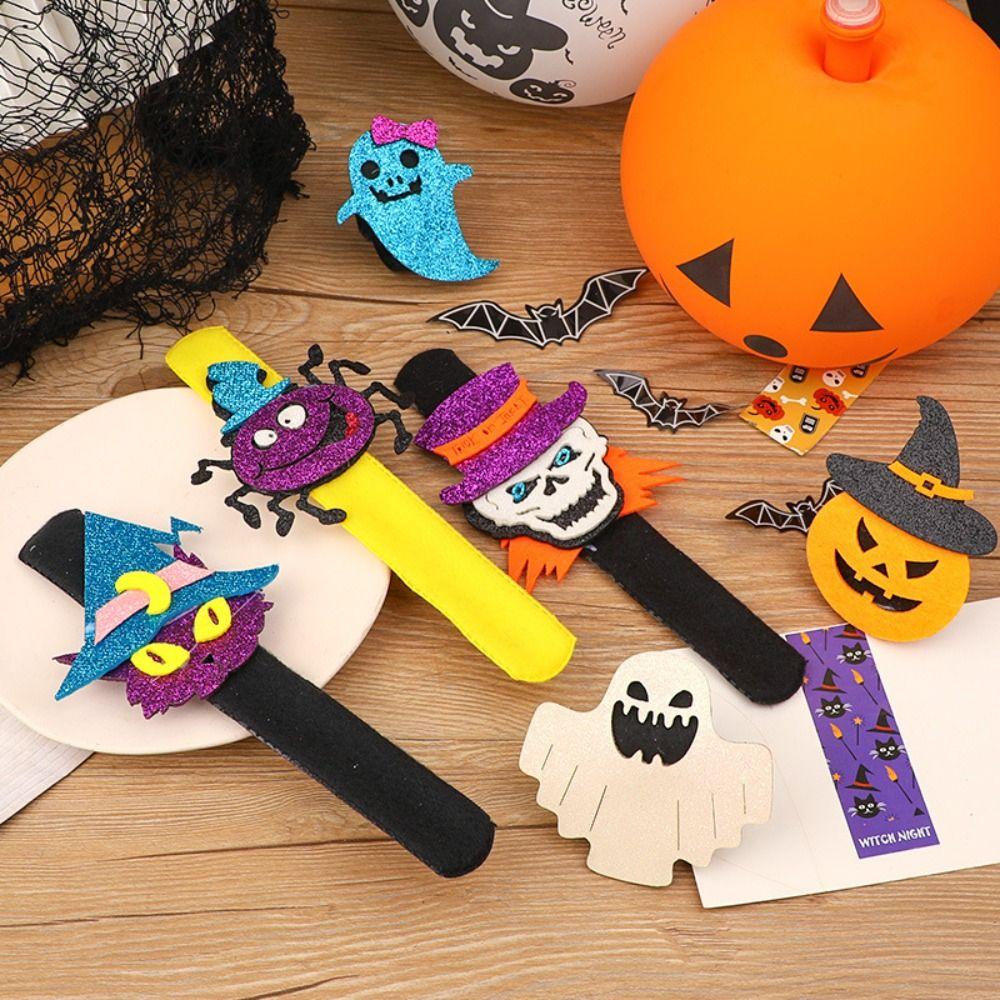 

Skull Halloween Slap Bracelets Pumpkin Slap Wristband Cute Slap Circle Halloween Party Style A