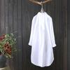 Plus Size Mid-length White Embroidered Shirt Women's Long-sleeved Spring Autumn Round Neck Cotton Button Patchwork Cardigan Top