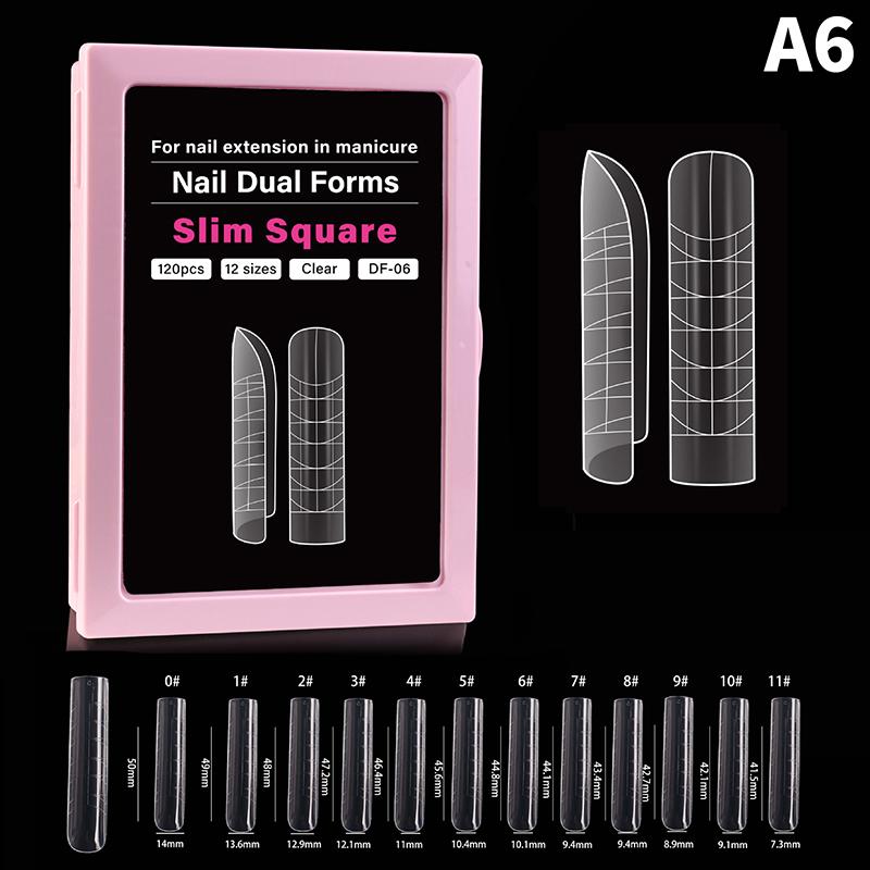 Dual Form Coffin Nail Tips 120pcs  Extension Reusable Mold For Quick and Easy Professional Manicure At Home