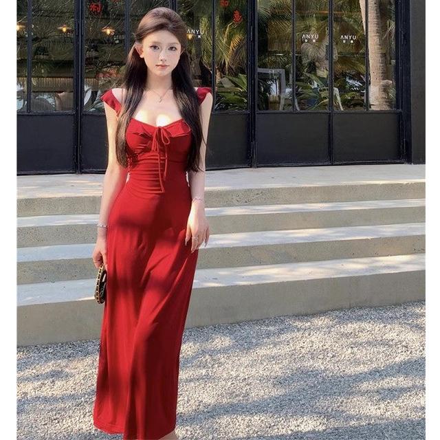 Elegant White Spaghetti Strap Backless Dress for Women - Summer 2026 Fairy Beach Photoshoot Long Dress