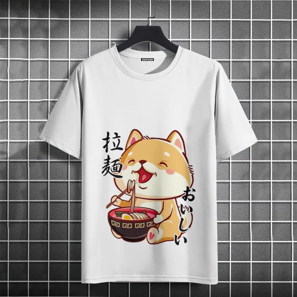 Noodle Cat 3d Print T-Shirts For Men Tee Shirts Summer Casual Short Sleeve Tops Harajuku Loose Oversize T-Shirt Men Clothing New